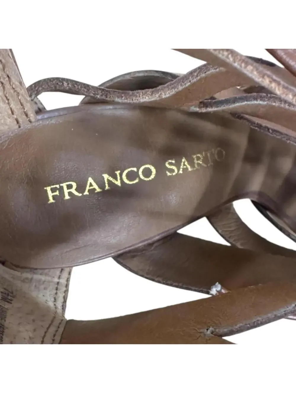 Franco Sarto Lace Up Gladiator Heels Brown Leather